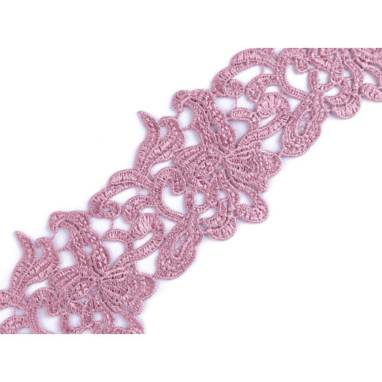 Dantelă brodată, lățime 70 - 75 mm - Crem foarte deschis (1 Metru) Dantelă brodată, lățime 70 - 75 mm - Crem foarte deschis (1 Metru)