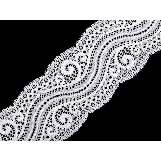 Dantelă elastică, lățime 65 mm - Negru (1 Metru) Dantelă elastică, lățime 65 mm - Negru (1 Metru)