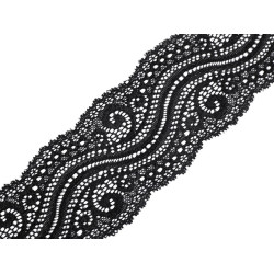 Dantelă elastică, lățime 65 mm - Negru (1 Metru)