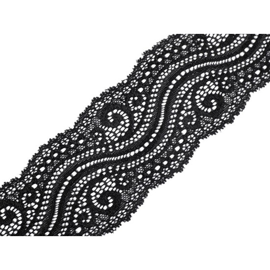 Dantelă elastică, lățime 65 mm - Negru (1 Metru) Dantelă elastică, lățime 65 mm - Negru (1 Metru)
