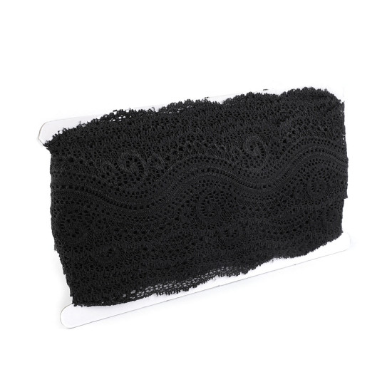 Dantelă elastică, lățime 65 mm - Negru (1 Metru) Dantelă elastică, lățime 65 mm - Negru (1 Metru)