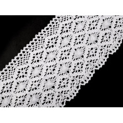 Dantelă bumbac croşetată, lățime 11-12 cm - Alb (1 Metru)