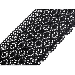 Dantelă bumbac croşetată, lățime 11-12 cm - Negru (1 Metru)