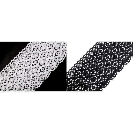 Dantelă bumbac croşetată, lățime 11-12 cm - Alb (1 Metru) Dantelă bumbac croşetată, lățime 11-12 cm - Alb (1 Metru)