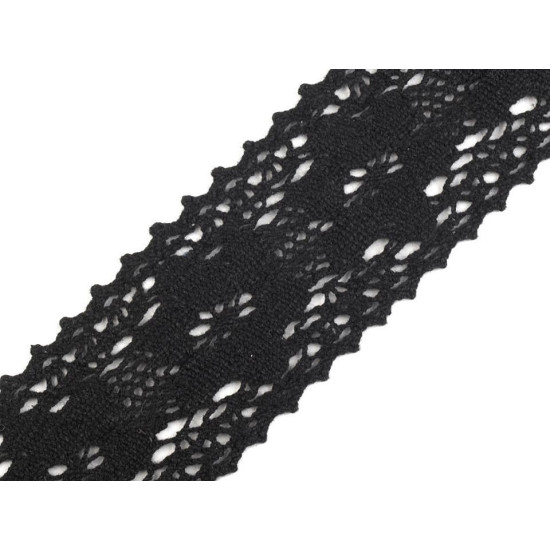 Dantelă bumbac croşetată, lățime 50 mm - Alb (1 Metru) Dantelă bumbac croşetată, lățime 50 mm - Alb (1 Metru)