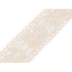 Dantelă bumbac croşetată, lățime 55 mm - Bej deschis (1 Metru)