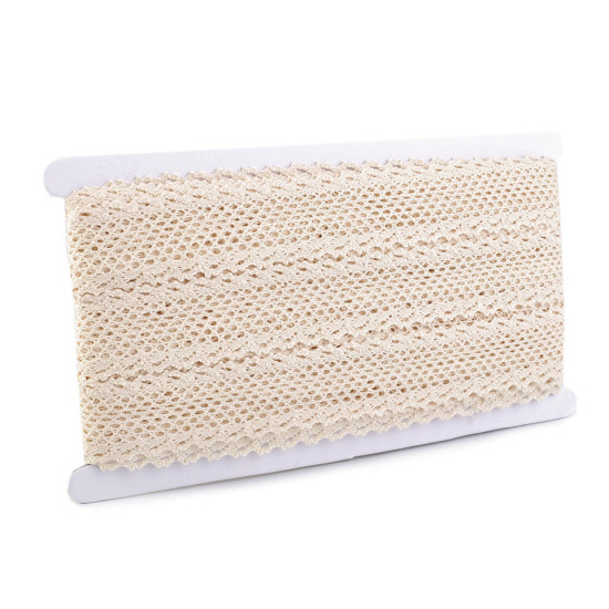 Dantelă bumbac croşetată, lățime 34 mm - Ecru deschis (1 Metru) Dantelă bumbac croşetată, lățime 34 mm - Ecru deschis (1 Metru)