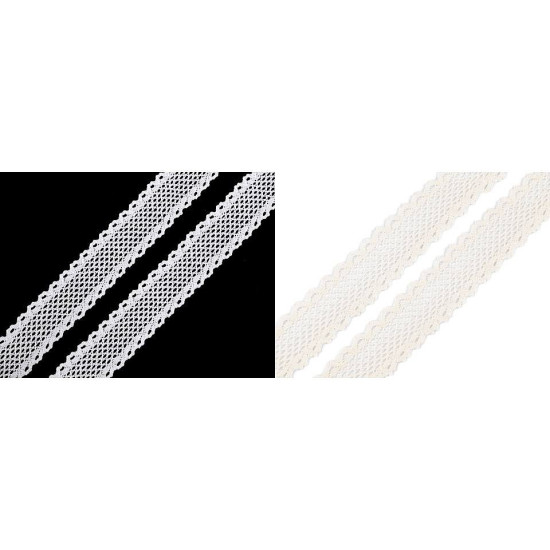 Dantelă bumbac croşetată, lățime 34 mm - Ecru deschis (1 Metru) Dantelă bumbac croşetată, lățime 34 mm - Ecru deschis (1 Metru)