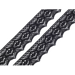 Dantelă bumbac croşetată, lățime 46 mm - Negru (1 Metru)