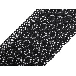 Dantelă bumbac croşetată, lățime 14 cm - Negru (1 Metru)