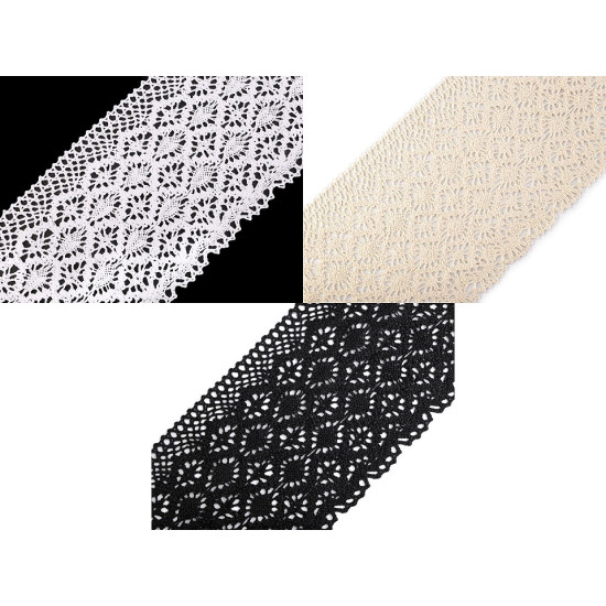 Dantelă bumbac croşetată, lățime 14 cm - Alb (1 Metru) Dantelă bumbac croşetată, lățime 14 cm - Alb (1 Metru)