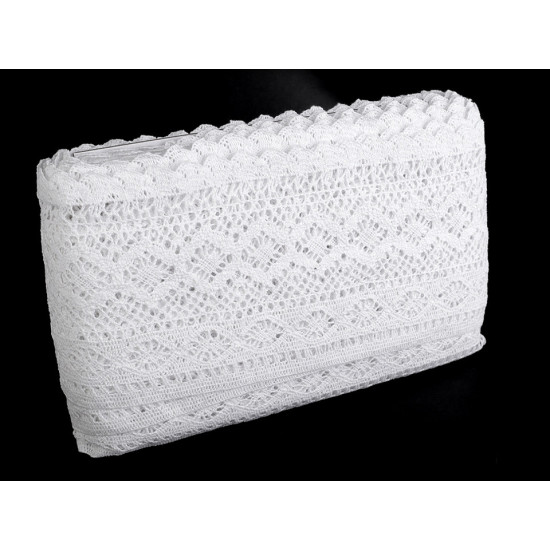 Dantelă bumbac croşetată, lățime 12,5 cm - Negru (1 Metru)