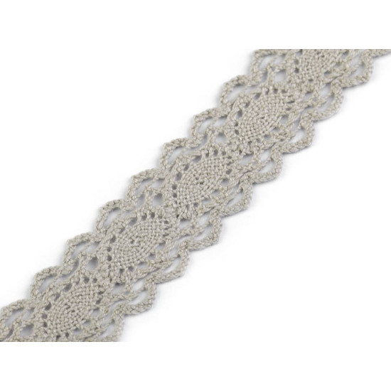 Dantelă bumbac croşetată, lățime 25 mm - Roz pudrat (1 Metru) Dantelă bumbac croşetată, lățime 25 mm - Roz pudrat (1 Metru)
