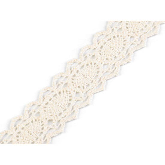 Dantelă bumbac croşetată, lățime 25 mm - Roz pudrat (1 Metru) Dantelă bumbac croşetată, lățime 25 mm - Roz pudrat (1 Metru)