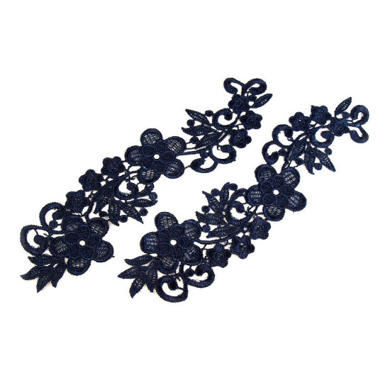 Aplicație din dantelă, 8x27 cm - Negru (8 Bucăți) Aplicație din dantelă, 8x27 cm - Negru (8 Bucăți)