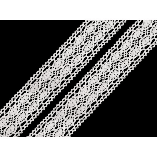 Dantelă bumbac croşetată, lățime 40 mm - Alb (1 Metru) Dantelă bumbac croşetată, lățime 40 mm - Alb (1 Metru)