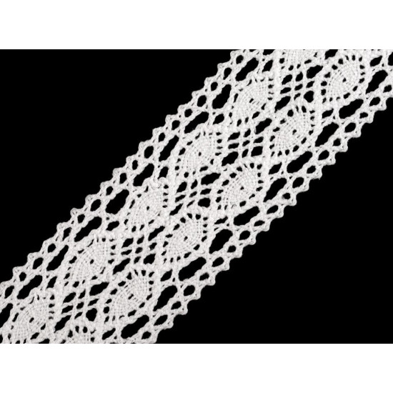 Dantelă bumbac croşetată, lățime 40 mm - Alb (1 Metru) Dantelă bumbac croşetată, lățime 40 mm - Alb (1 Metru)