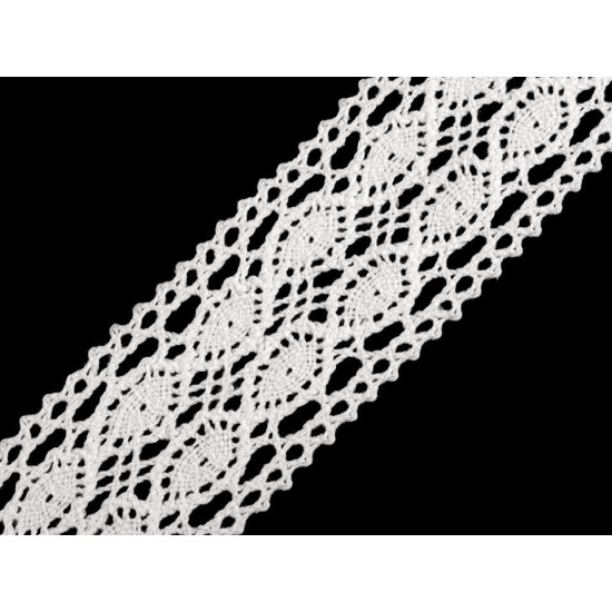 Dantelă bumbac croşetată, lățime 40 mm - Alb (1 Metru) Dantelă bumbac croşetată, lățime 40 mm - Alb (1 Metru)