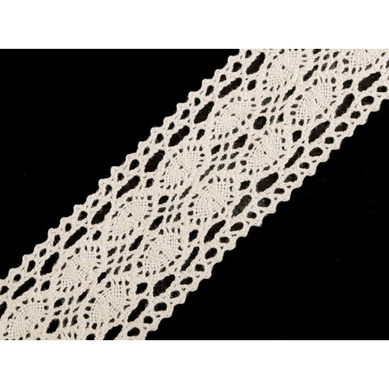 Dantelă bumbac croşetată, lățime 40 mm - Alb (1 Metru) Dantelă bumbac croşetată, lățime 40 mm - Alb (1 Metru)