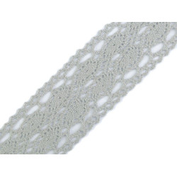 Dantelă bumbac croşetată, lățime 40 mm - Gri deschis (1 Metru)