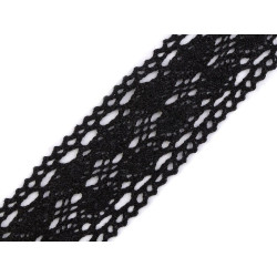 Dantelă bumbac croşetată, lățime 40 mm - Negru (1 Metru)