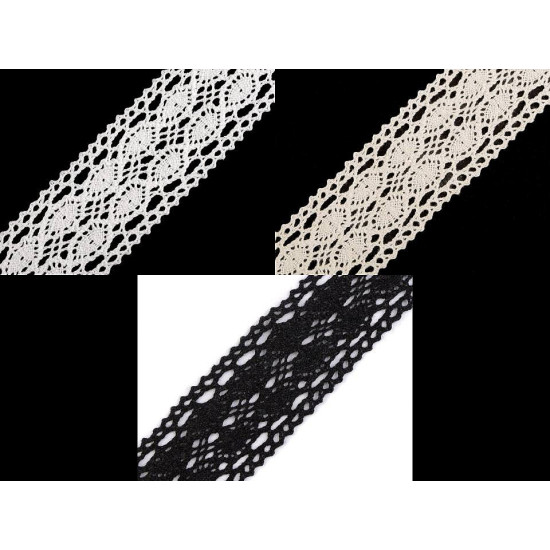 Dantelă bumbac croşetată, lățime 40 mm - Alb (1 Metru) Dantelă bumbac croşetată, lățime 40 mm - Alb (1 Metru)