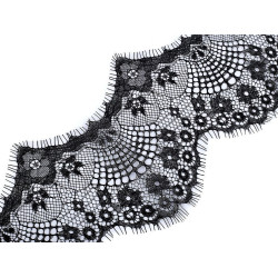 Dantelă franțuzească, lățime 12 cm - Negru (3 Metri)