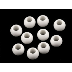 Mărgele mate cu gaură mare, 10x12 mm - Alb (100 Bucăți)