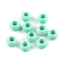 Mărgele mate cu gaură mare, 10x12 mm - Verde mentă (100 Bucăți)
