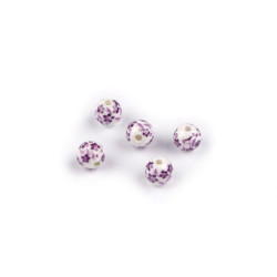 Mărgele porțelan, motiv floral, ø8 mm - Mov închis (100 Bucăți)