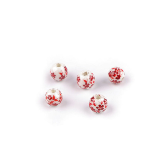 Mărgele porțelan, motiv floral, ø8 mm - Galben narcisă (5 Bucăți) Mărgele porțelan, motiv floral, ø8 mm - Galben narcisă (5 Bucăți)