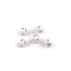 Mărgele porțelan, motiv floral, ø8 mm - Roz deschis (100 Bucăți)