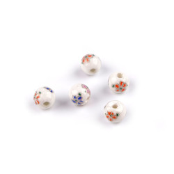 Mărgele porțelan, motiv floral, ø8 mm - Multicolor (100 Bucăți)