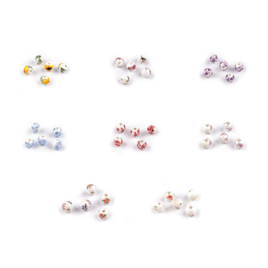 Mărgele porțelan, motiv floral, ø8 mm - Galben narcisă (5 Bucăți) Mărgele porțelan, motiv floral, ø8 mm - Galben narcisă (5 Bucăți)