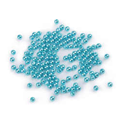 Perle plastic glance, ø4 mm - Bleu turcoaz (10 Grame)