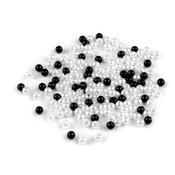Perle plastic glance, ø4 mm - Mix alb-negru (10 Grame)