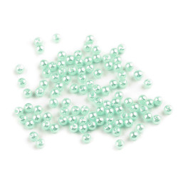 Perle plastic glance, ø4 mm - Verde mentă (10 Grame)