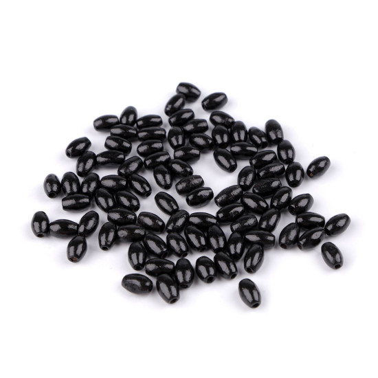 Mărgele din lemn ovale, 5x8 mm - Negru (20 Grame) Mărgele din lemn ovale, 5x8 mm - Negru (20 Grame)
