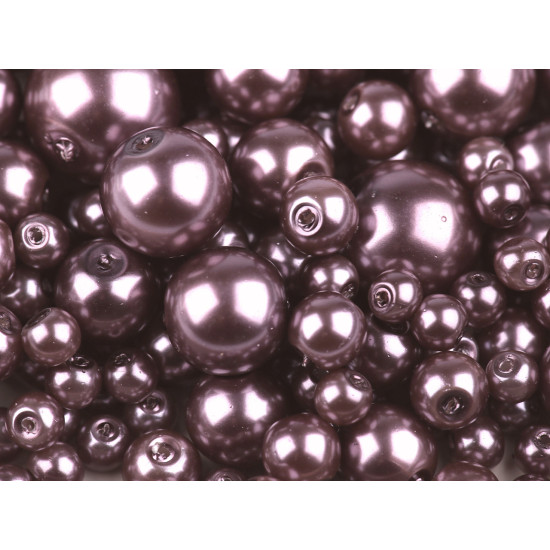 Perle sticlă lucioase, mix mărimi, ø4-12 mm - Mov deschis (50 Grame) Perle sticlă lucioase, mix mărimi, ø4-12 mm - Mov deschis (50 Grame)