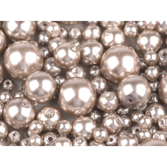 Perle sticlă lucioase, mix mărimi, ø4-12 mm - Mov deschis (50 Grame) Perle sticlă lucioase, mix mărimi, ø4-12 mm - Mov deschis (50 Grame)
