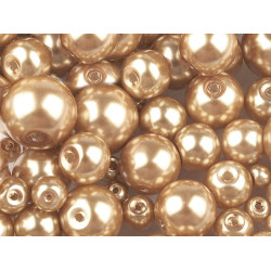 Perle sticlă lucioase, mix mărimi, ø4-12 mm - Auriu (50 Grame)
