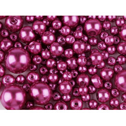 Perle sticlă lucioase, mix mărimi, ø4-12 mm - Mov deschis (50 Grame)