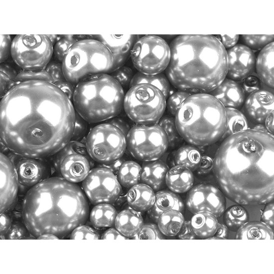 Perle sticlă lucioase, mix mărimi, ø4-12 mm - Mov deschis (50 Grame) Perle sticlă lucioase, mix mărimi, ø4-12 mm - Mov deschis (50 Grame)