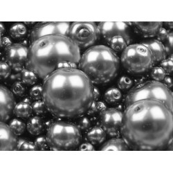 Perle sticlă lucioase, mix mărimi, ø4-12 mm - Argintiu închis (50 Grame)