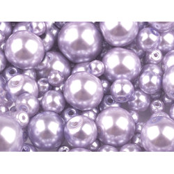 Perle sticlă lucioase, mix mărimi, ø4-12 mm - Mov deschis (50 Grame)