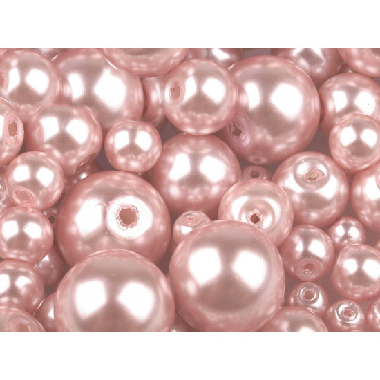 Perle sticlă lucioase, mix mărimi, ø4-12 mm - Mov deschis (50 Grame) Perle sticlă lucioase, mix mărimi, ø4-12 mm - Mov deschis (50 Grame)