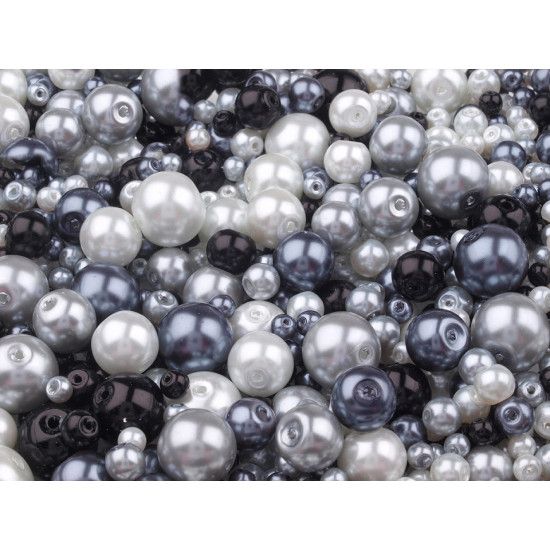 Perle sticlă lucioase, mix mărimi și culori, ø4-12 mm - Mix (500 Grame)