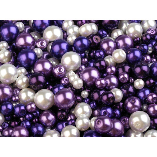 Perle sticlă lucioase, mix mărimi și culori, ø4-12 mm - Mix (500 Grame)