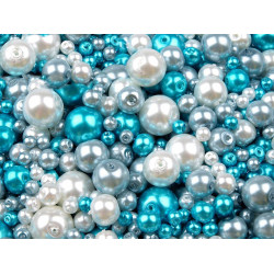Perle sticlă lucioase, mix mărimi și culori, ø4-12 mm - Mix (50 Grame)