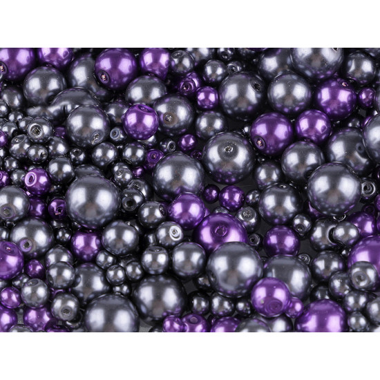 Perle sticlă lucioase, mix mărimi și culori, ø4-12 mm - Mix (500 Grame)